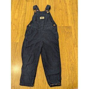 OshKosh Bgosh Kids Navy Blue Corduroy Overalls With Plaid Lining Size 2T